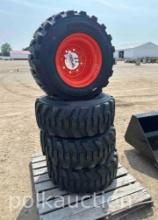 10635 -  (4) NEW 12-16.5 FORERUNNER SKIDSTEER TIRES ON RIMS FOR BOBCAT