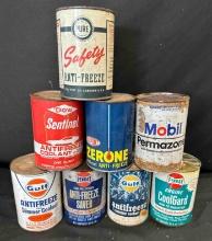 (8) MISC. VINTAGE QUART LUBRICANT CANS - SOME ARE FULL