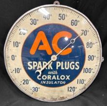 AC SPARK PLUGS & CORALOX INSULATORS THERMOMETER - 12" ROUND