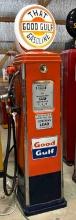 ERIE MODEL 129B GOOD GULF GAS PUMP - REPOP GLOBE - 76"