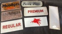 ASSORTED GAS PUMP AD GLASS