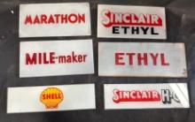ASSORTED GAS PUMP AD GLASS