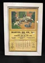 FRAMED MARVE OIL Co '1941' CALENDAR - 18.5" x 26"