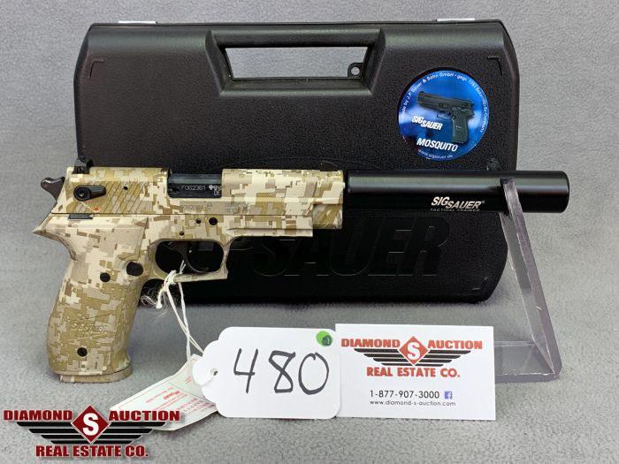 480. Sig Sauer Mosquito .22LR Digital Camo, Tactical Trainer Silencer, Box SN:F062361