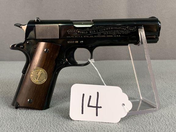 14. Colt 1911 WW1 50-Year Commemorative, .45 Auto, Engraved & Medallion Grips SN:6537-BW