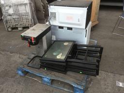 Lot of 2 Microwaves, Commercial Coffee Maker and TV Trays