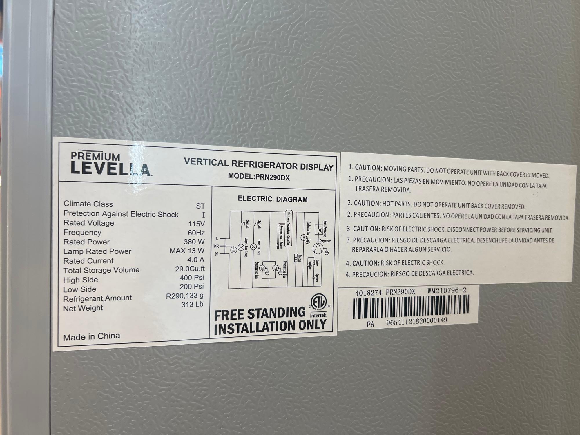 Premium Levella 29 cu.ft Commercial Double Door Display Refrigerator*GETS COLD*