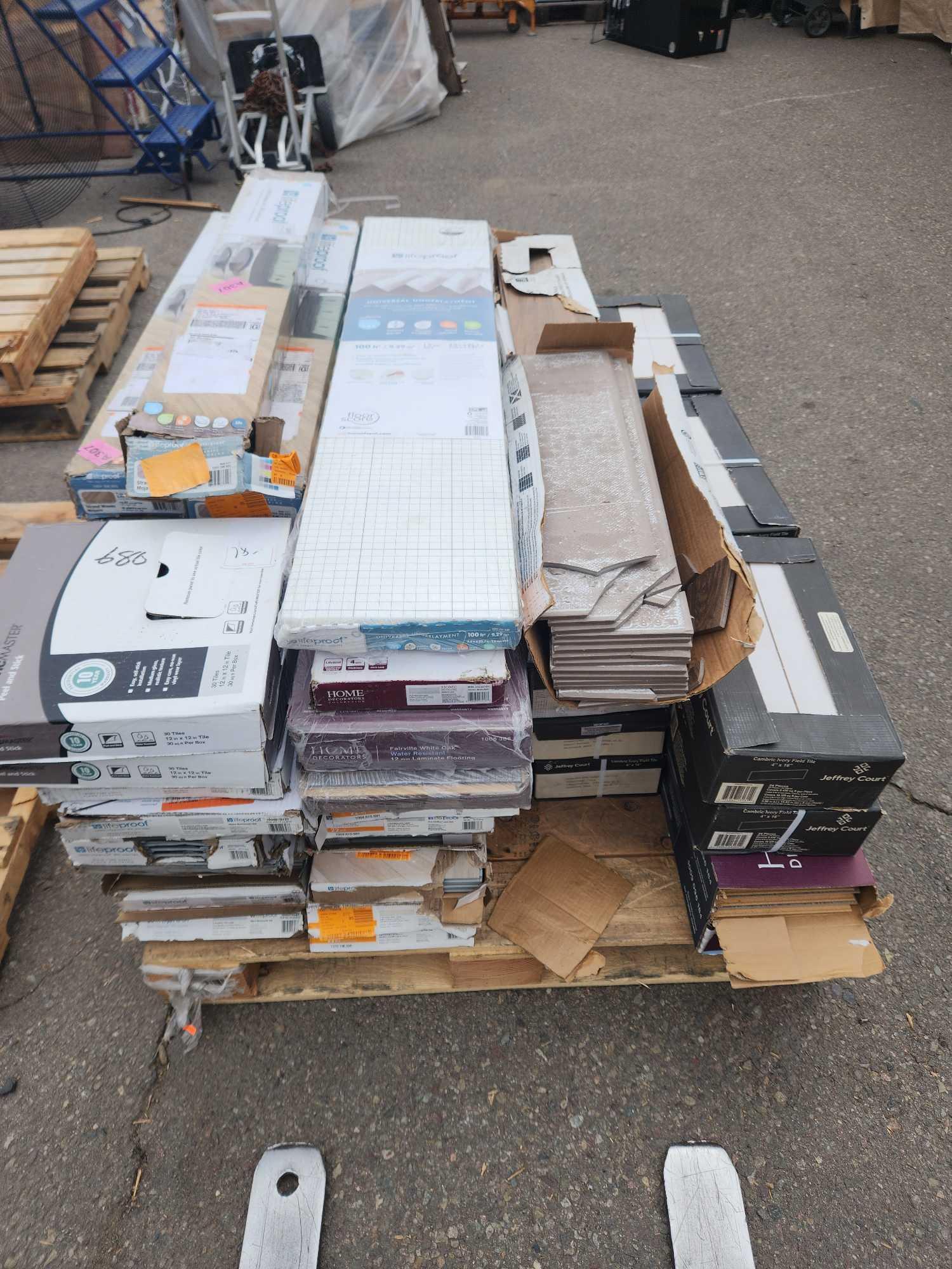 Pallet Lot of Assorted Tile and flooring.