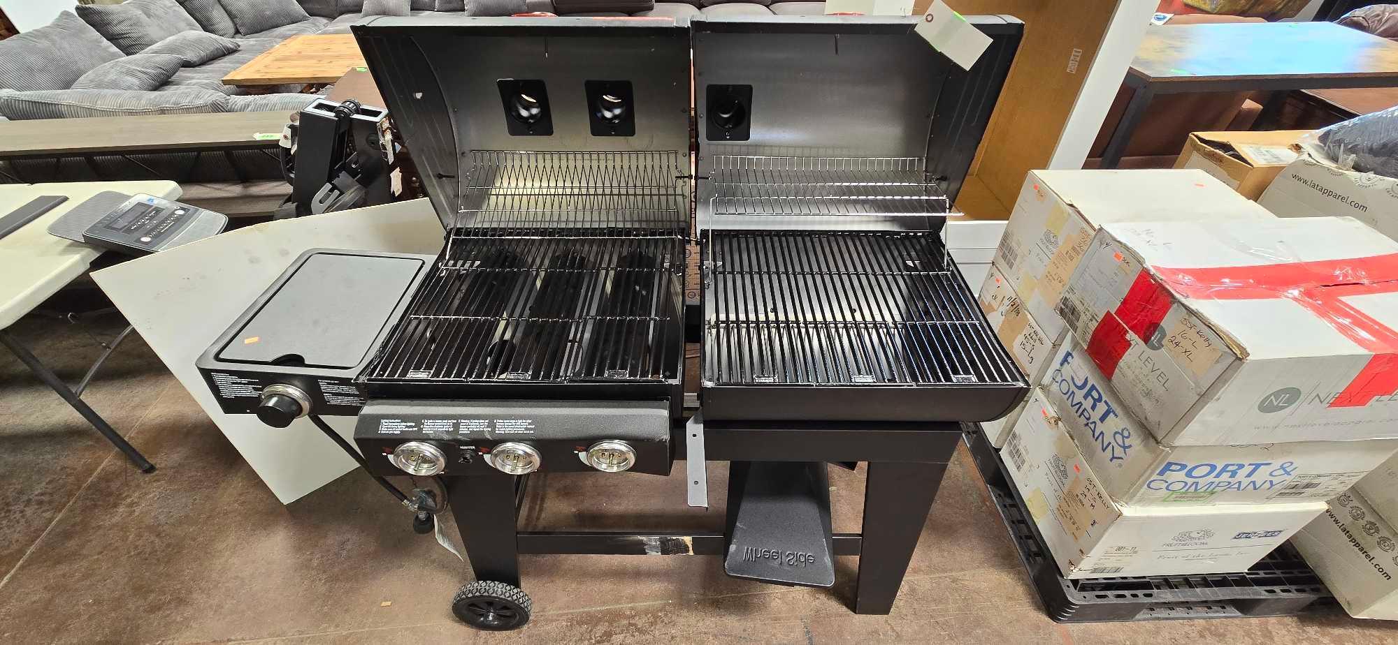 Char-Griller Double Play 3-Burner Gas and Charcoal Grill in Black