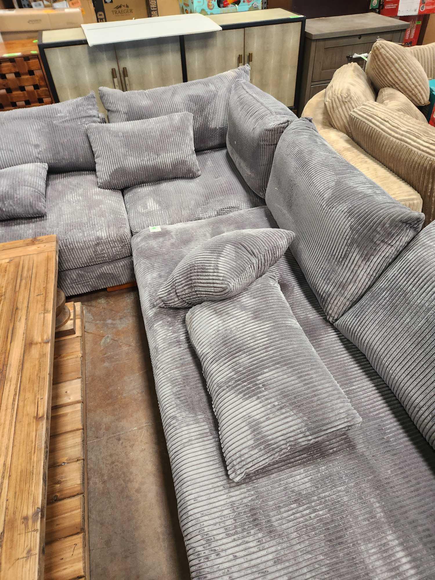 CHARCOAL Sectional Couch *DAMAGED*