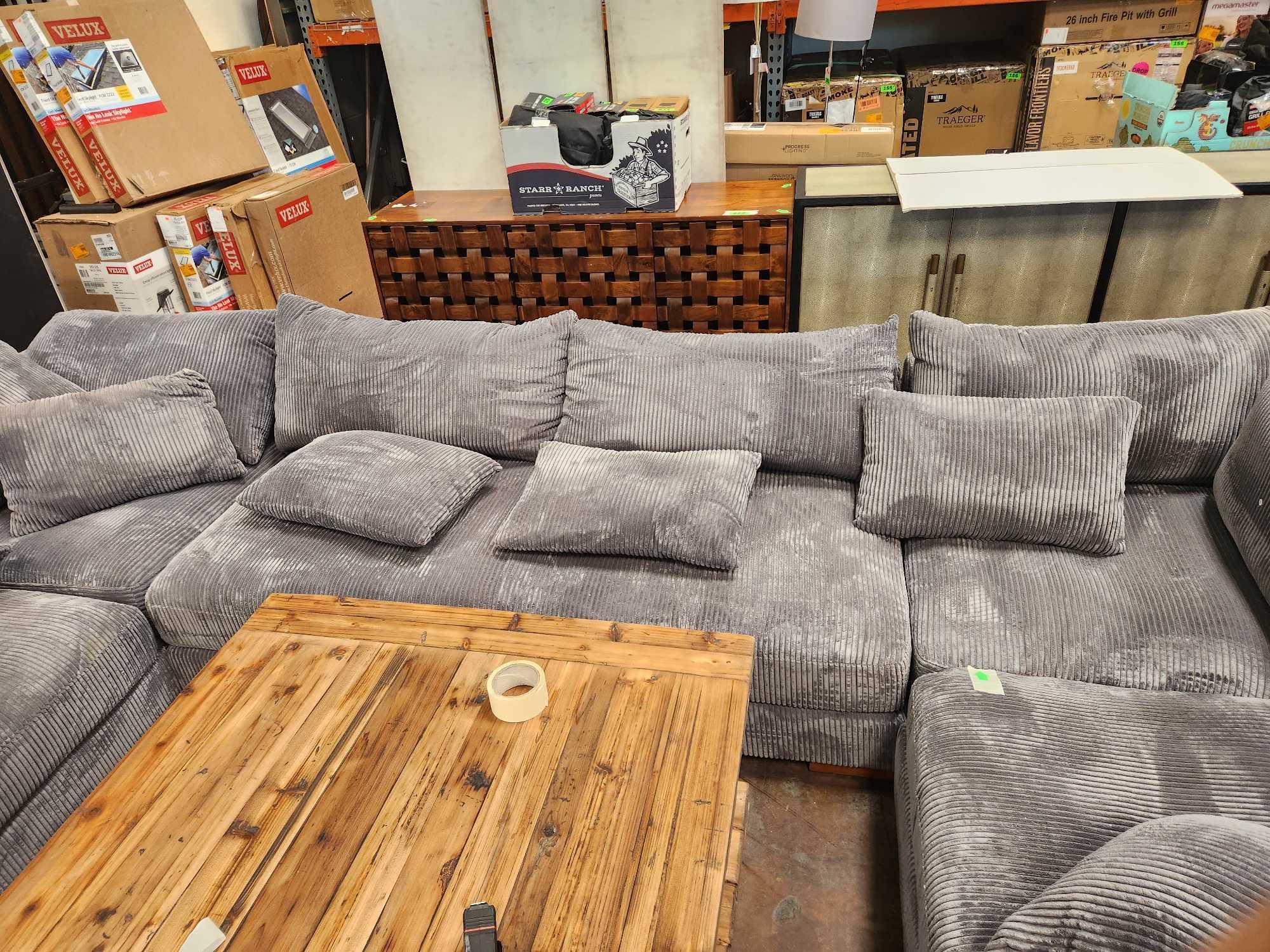 CHARCOAL Sectional Couch *DAMAGED*