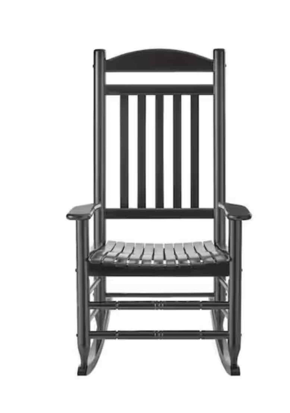 Hampton Bay Patio Black Wood Outdoor Rocking Chair