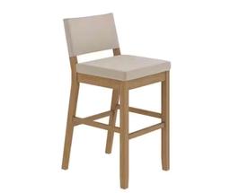 Nathan James Linus Modern Upholstered Bar Stool with Back and Solid Rubberwood Legs in a