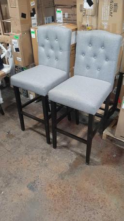 (2) StyleWell Beckridge Charcoal Gray Upholstered Bar Stools