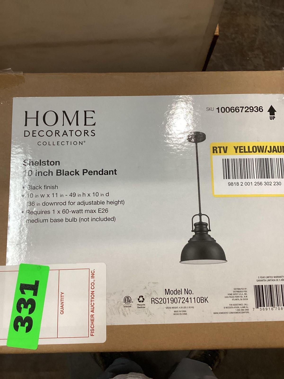 Home Decorators 10in Black Pendant