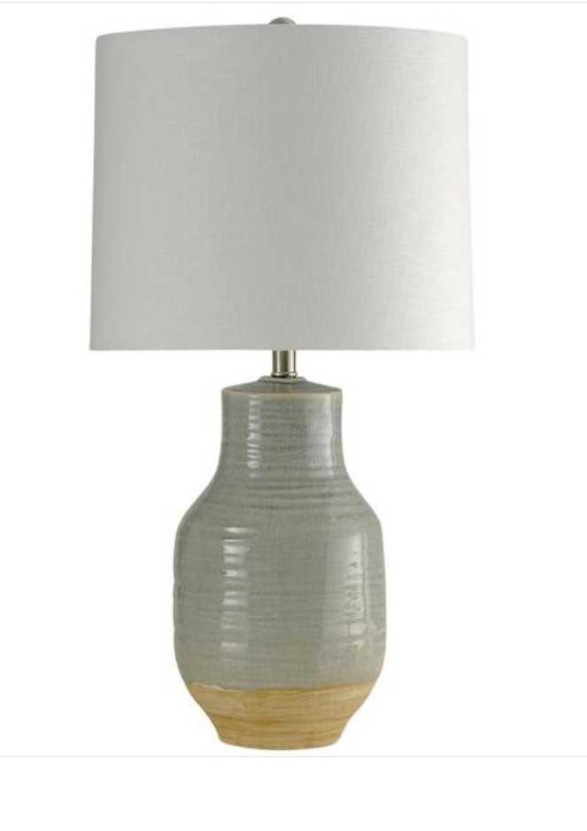(2)StyleCraft 30 in. Prova Gray Table Lamp with White Hardback Fabric Shade