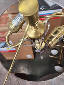 Meyer&Cross Simone 61.5 in. Brass and Rustic Oak 2-Bulb Floor Lamp