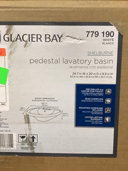 Glacier Bay Shelburne pedestal lavatory basin in white