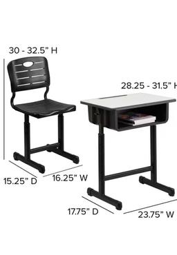 Carnegy Avenue Nila 23.6in Gray/Black Open Front Student Desk and Chair Sets