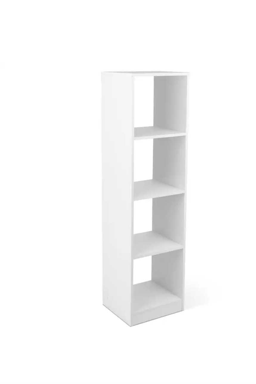HONEY JOY 15 in. Wide Bookcase White 4-Cube Bookshelf with 4 Anti-Tipping Kits Compact Toy Storage
