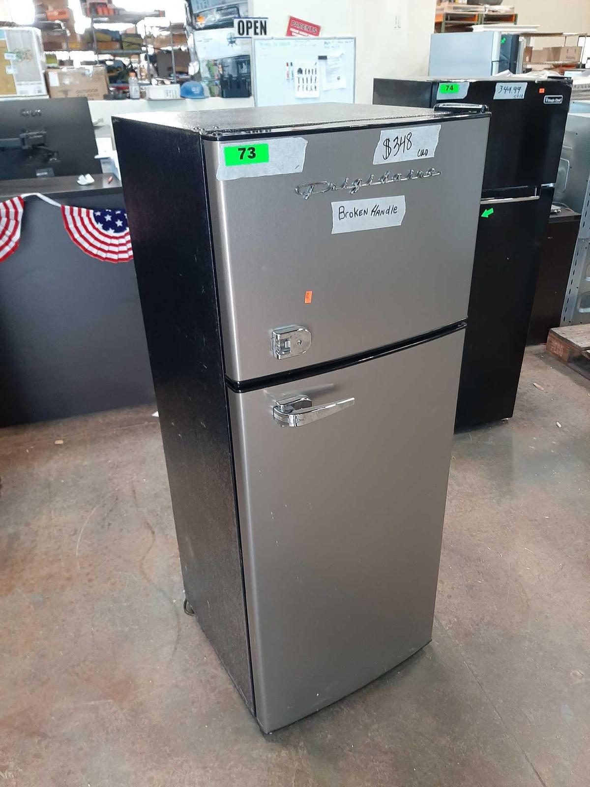 Frigidaire 7.5 cu. ft. Mini Refrigerator with Top Freezer*COLD*PREVIOUSLY INSTALLED*BROKEN HANDLE*
