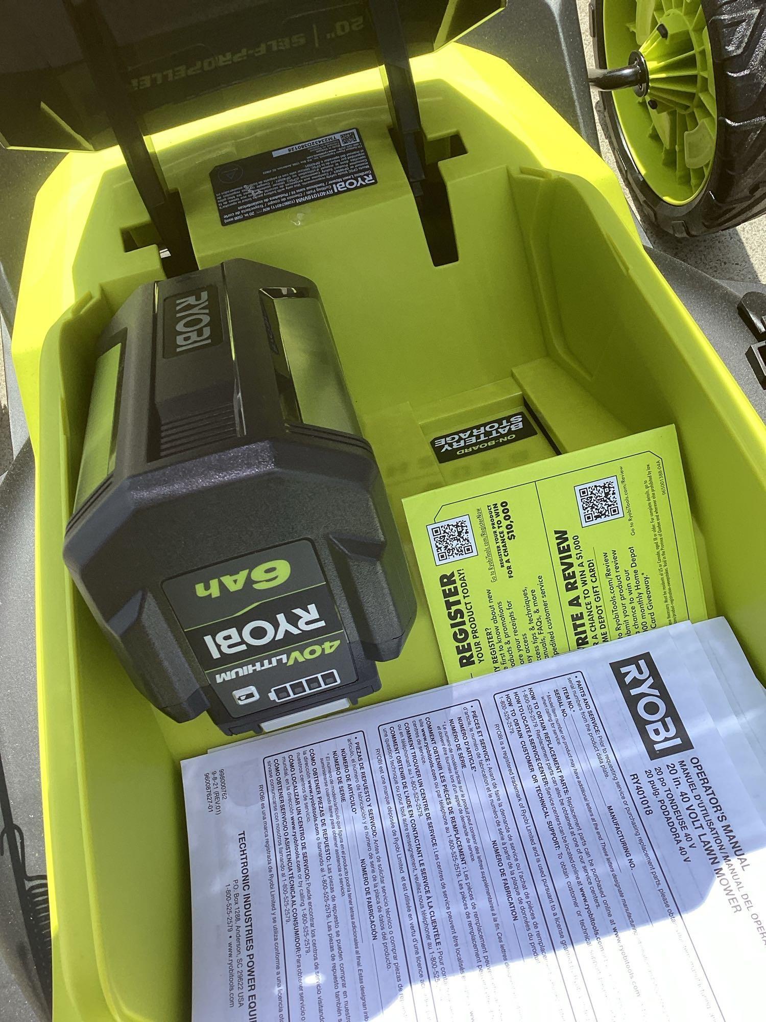 Ryobi 40V HP Brushless 20 in. Cordless Electric Battery Walk Behind Self-Propelled Mower*TURNS