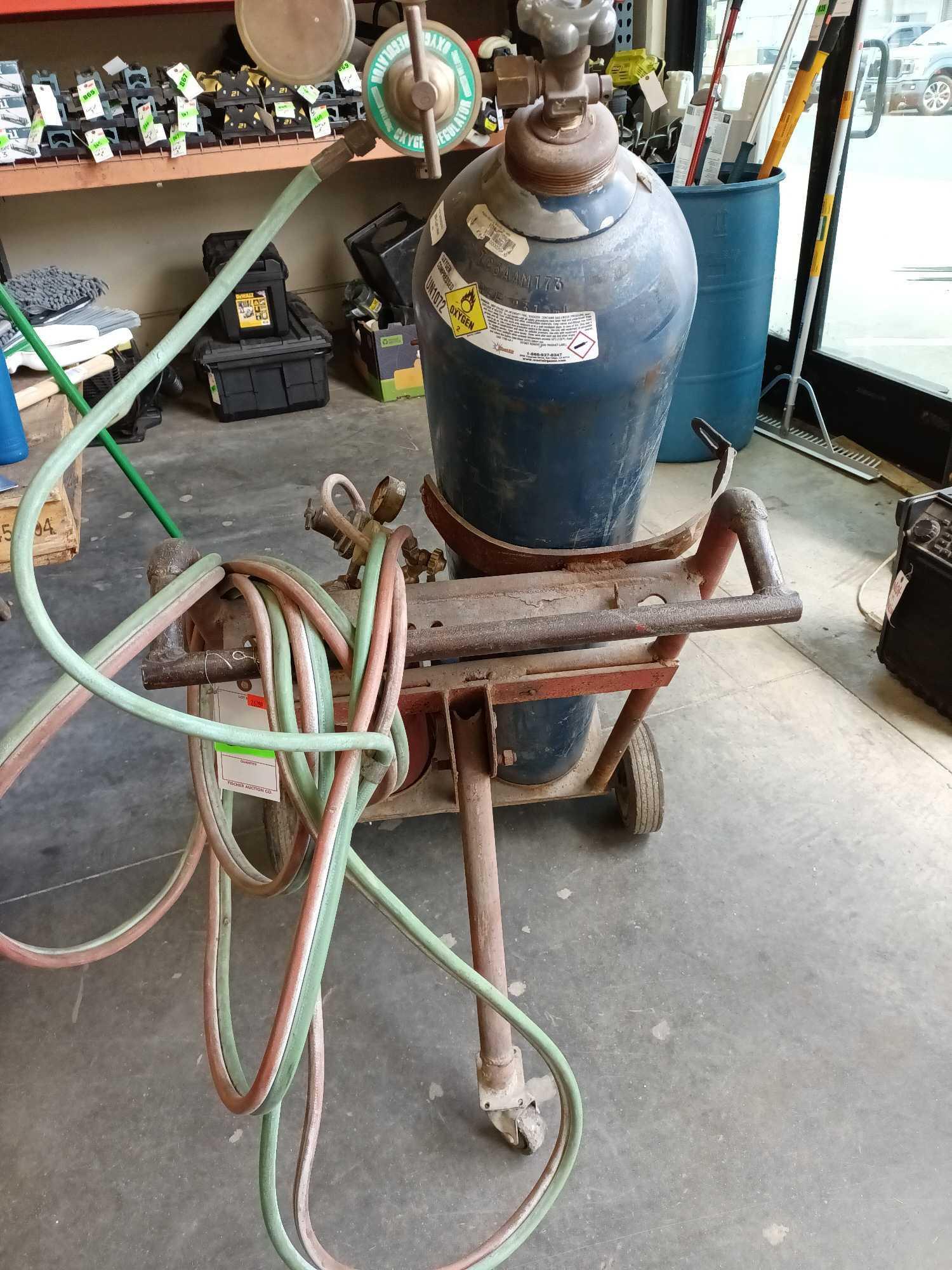 WELDING / CUTTING SET OXYGEN & ACETYLENE TANKS W/CART