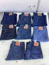 Box lot of assorted Levi jeans