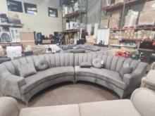 Legend Vansen Velvet Symmetrical Modular Corner Curved Sofa Sectional