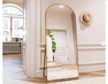 Arched Gold Framed Standing Floor Mirror