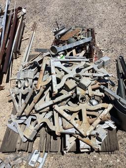 Pallet lot of cyclone fence barb wire post tree