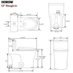 HOROW 1-piece 0.8/1.28 GPF Dual Flush Elongated Toilet