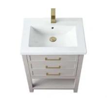Arlo 24 in. Bath Vanity in Taupe with Ceramic Vanity Top in White Top with White Sink