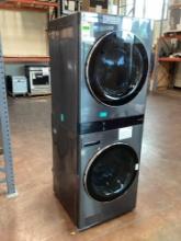 LG 5.0 Cu. Ft. Smart Front Load Washer and 7.4 Cu. Ft. Gas Dryer Wash Tower w/Steam in Black Steel