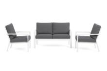 3-Piece Luna Outdoor Loveseat Set (Slate Color Sunbrella Cushions)