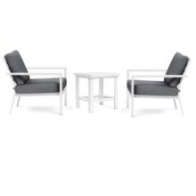 3-Piece Luna Outdoor Patio Set: 2 Chairs + Side Table (Slate Color Cushions)