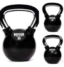 Lot of (6) Mayhem Strength Rubber Kettlebells