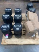 Lot of Custom 130lb - 150lb Dumbbells