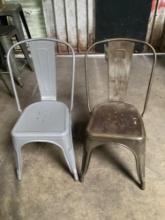 (7) Grey and rustic steel dining chairs