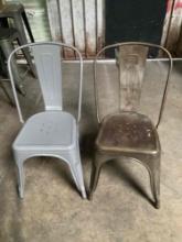 (7) Grey and rustic steel dining chairs