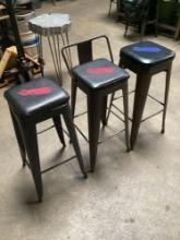 (16) LMB Steel bar stools with leather seats
