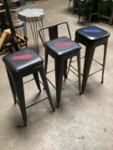 (20) LMB Steel bar stools with leather seats