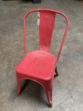 (6) Red steel dining chairs