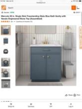 Marcote 30 in. Single Sink Freestanding Slate Blue Bath Vanity with Venato Engineered Stone Top