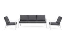 3-Piece Luna Outdoor Sofa Set (Slate Color Sunbrella Cushions)
