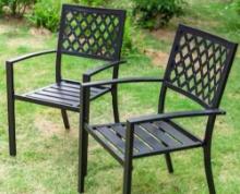Black Stackable Elegant Metal Patio Outdoor Dining Chairs (2 Chairs)