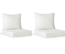 (2) Outdoor Patio Deep Seating Lounge Chair Seat Cushions in White