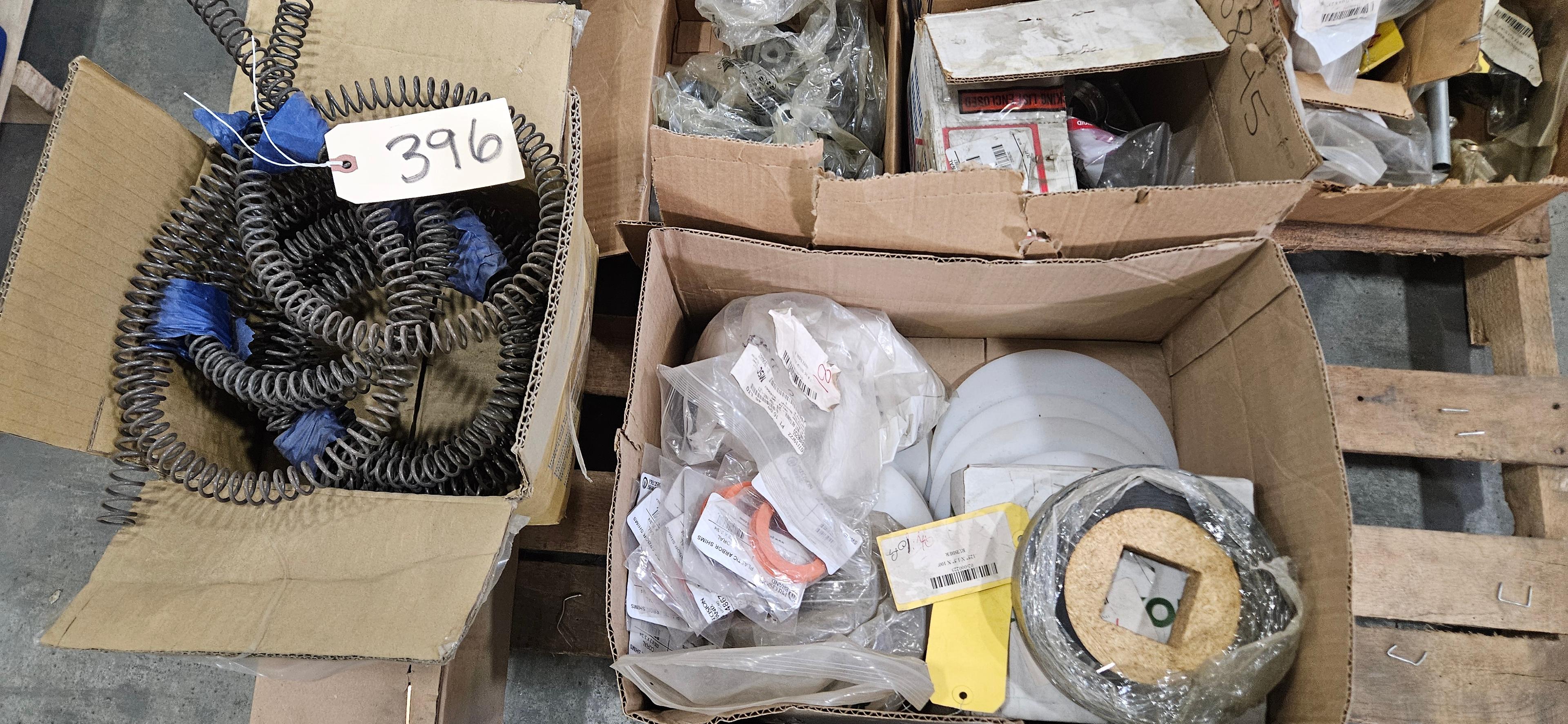 Pallet of misc. springs, bushings, bearings and more