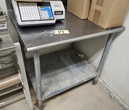Stainless Steel Work Table with lower Shelf - 36" x 30" x 36" H