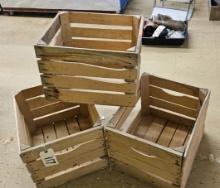 3 Wood Crates - 18" x 15" x 12"